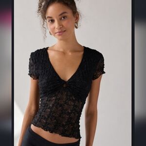 NWT Urban Outfitters Kimchi Blue Maisie Sheer Lace Twist-Front Crop Top